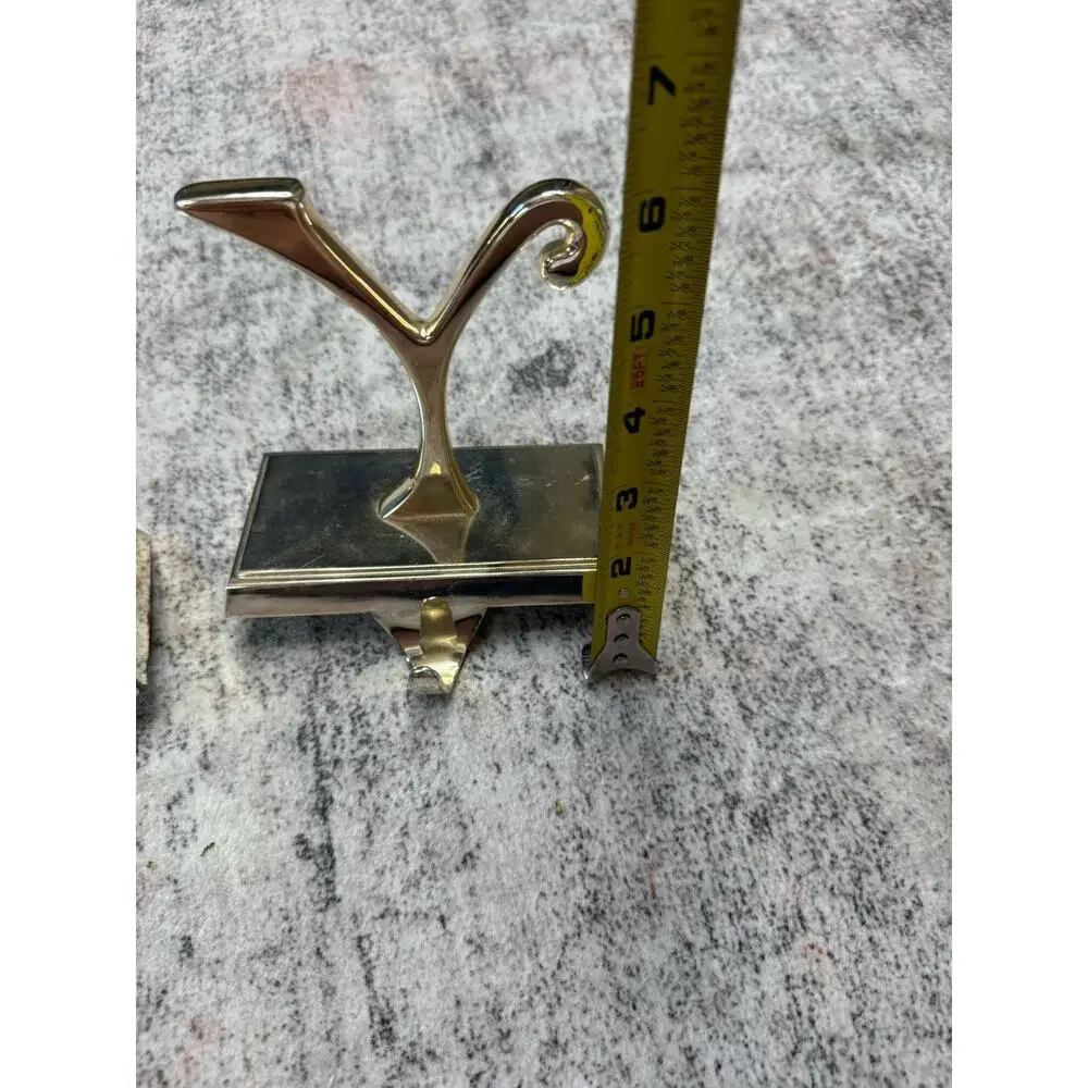 Pottery Barn Silver Plated Christmas Stocking Holders JOY